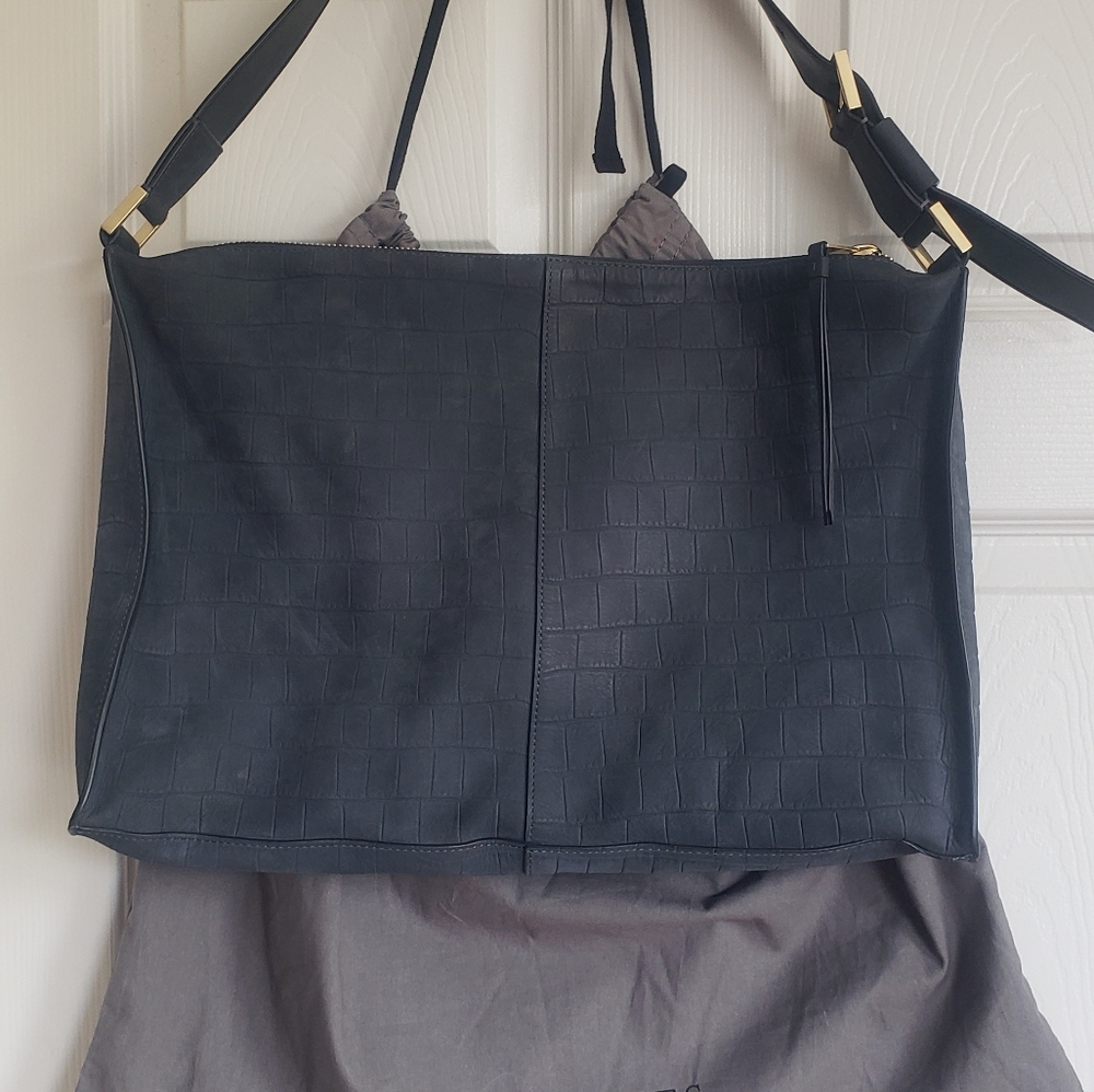 Allsaints Edbury Blue Petrol Suede shoulder bag
